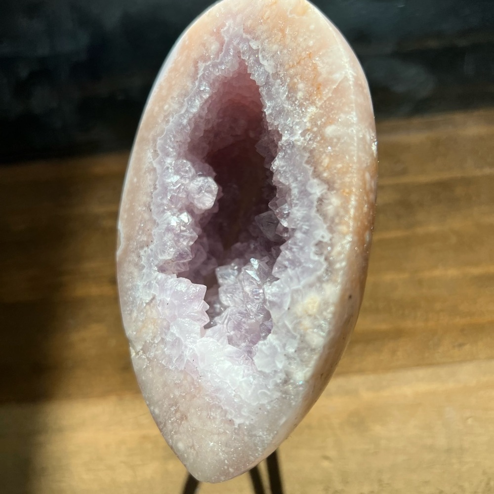 ✨Pink Amethyst Geode Crystal With Stand ✨